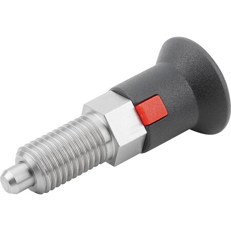 Indexing Plunger Size:4 D1=M20X1,5, D=10, Form:A Wout Locknut, Stainless Not Hardened, Comp: Plastic
